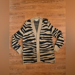 Loft Zebra Wool Blend Open Cardigan Size Large